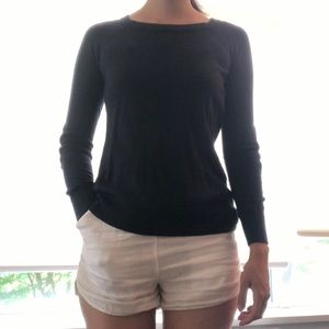 Long Sleeve Square Neck Top - Navy Blue